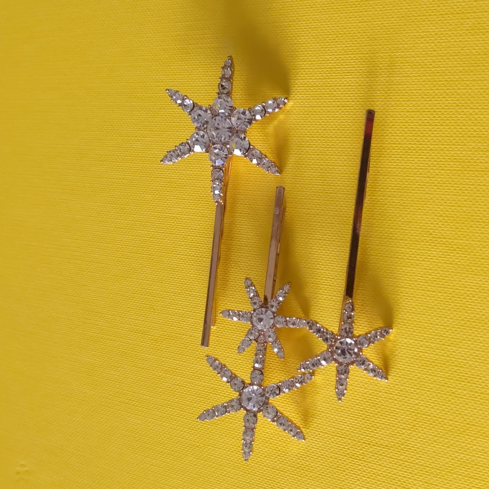 Three piece star bobby pins (weddings, parties, etc...)